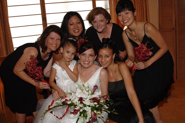 Bride and Bridesmaids Celebrate Together Before Wedding Ceremony