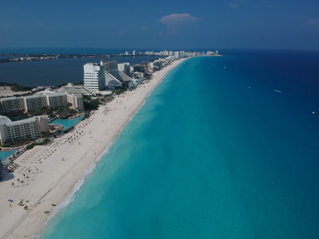 Captivating Aerial View of Cancun Beach and Resort