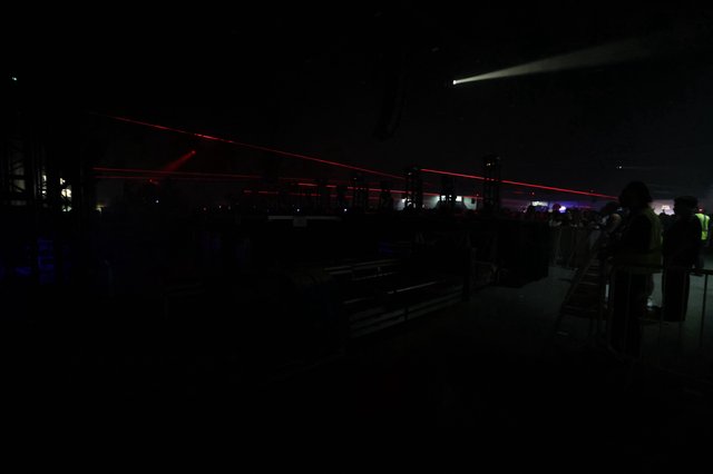 Red Laser Grid Illuminates Wobbleland Festival Crowd