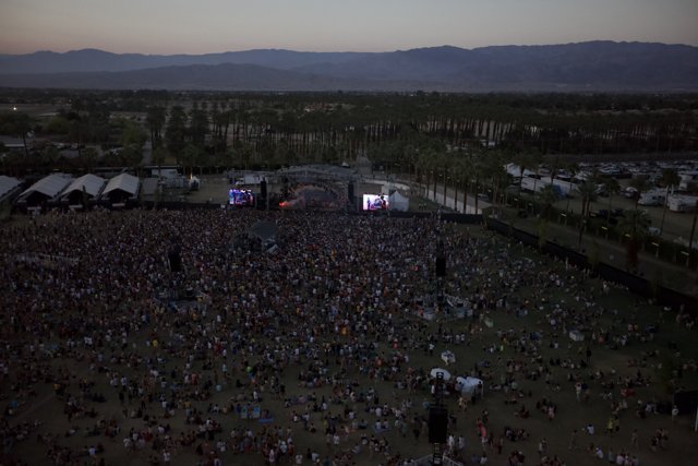 Aerial View of Coachella Music Festival Crowd