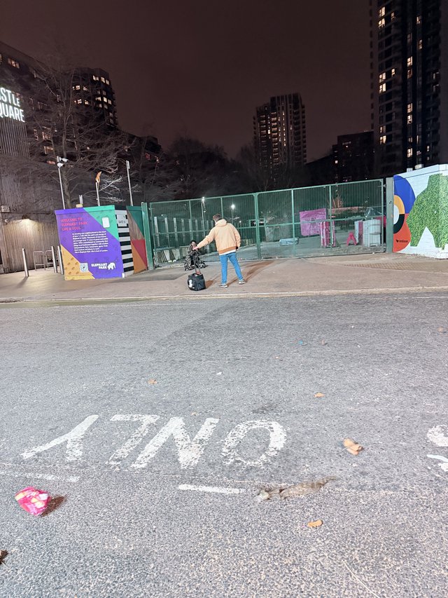 Construction Site Barrier at Night in London