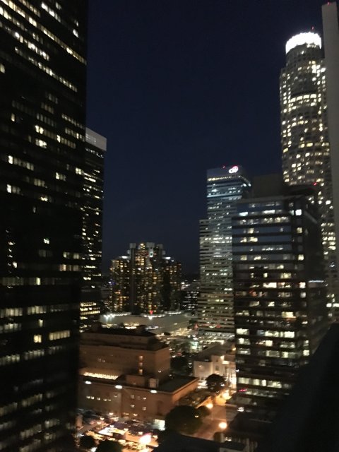 Nighttime Cityscape from High Rise Building