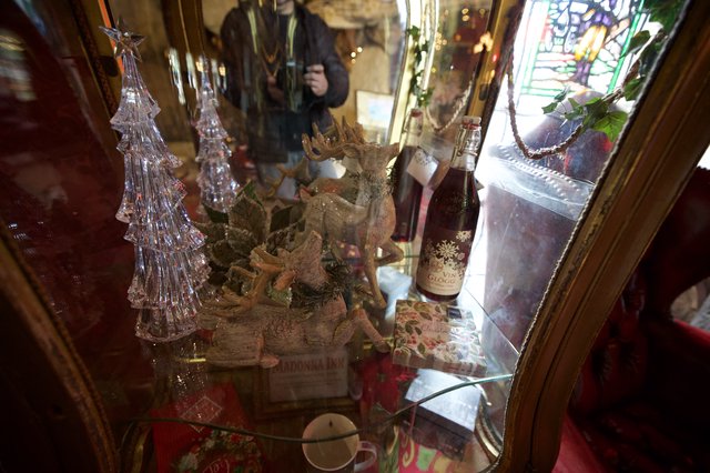 Victorian Christmas Display in Antique Shop Window