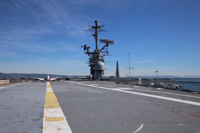 Flight Deck View of USS Hornet Aircraft Carrier