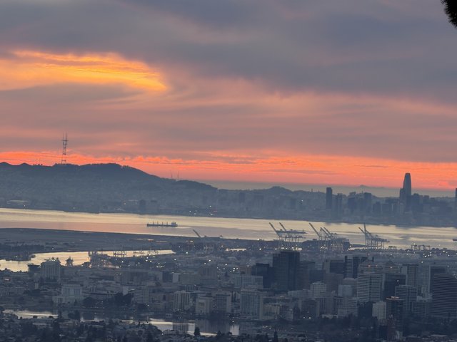 San Francisco Bay at Sunset with Port and Skyline