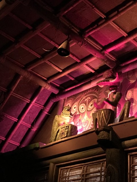 Disneyland's Tiki Room Illuminated with Vibrant Lighting