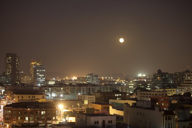 Full Moon Over the Metropolitan Skyline