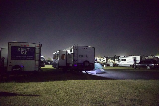 Midnight at Coachella: A Campground Aglow