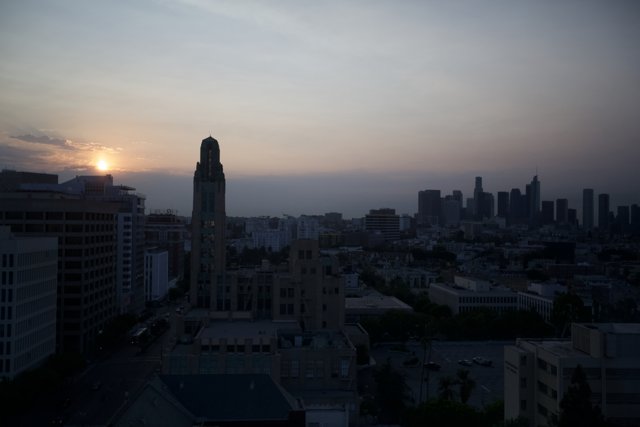 Sunset over LA's Metropolis
