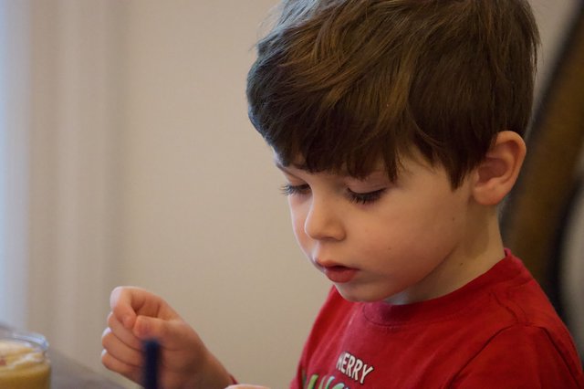 Young Boy in Festive Red Shirt at Christmas Time