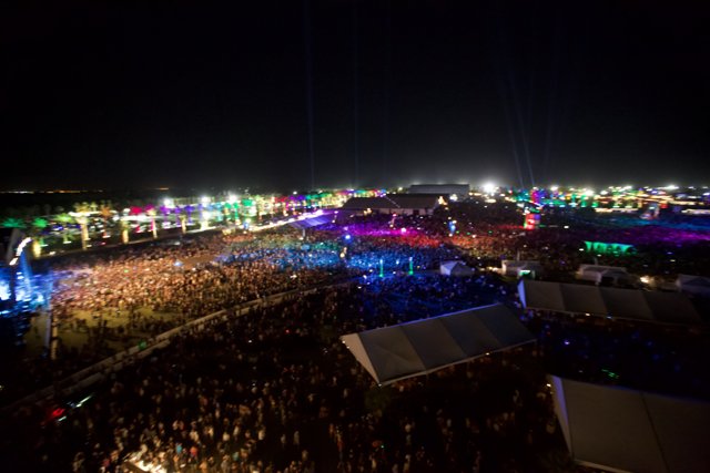 Electrifying Night Sky at Coachella Music Festival