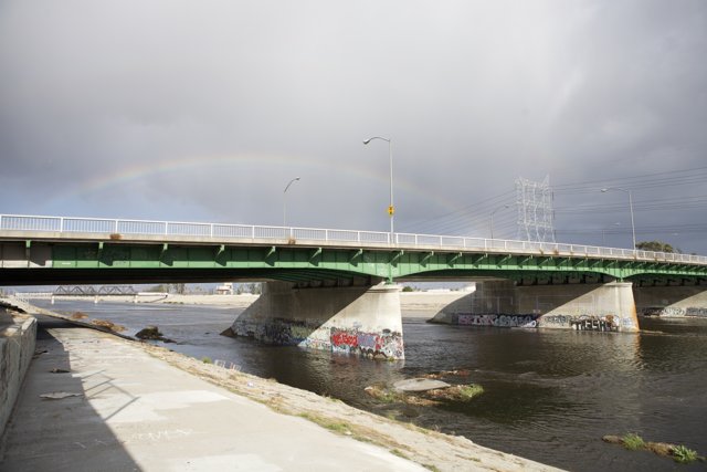 Rainbow over Freeway Bridge