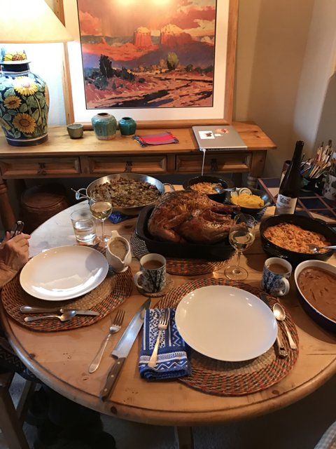 Thanksgiving Feast on the Dining Table