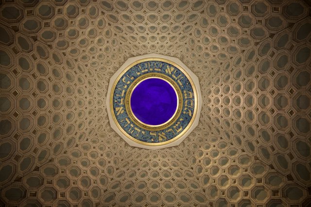 Intricate Gemstone Pattern on the Dome of the Mosque