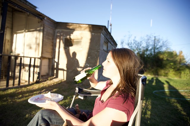 Backyard Relaxation with Beer on a Sunny Afternoon