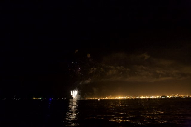 Glittering Fireworks Display over the Night Skyline