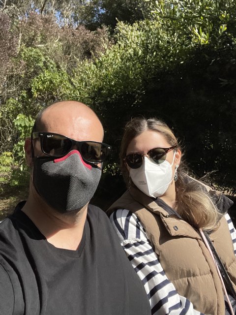 Face-Masked Hikers in the Woodland