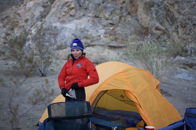 Cold Morning Camp Setup in Death Valley Desert