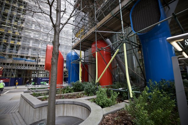 Modern Architecture and Urban Garden at London Construction Site