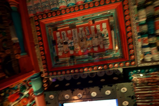 Ornate Painted Ceiling of Traditional Buddhist Temple