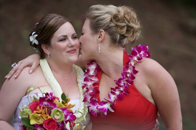 Two Brides Embrace