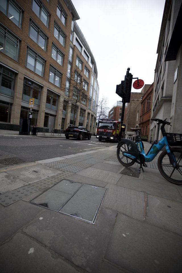 Urban Street Scene with Fire Engine in London