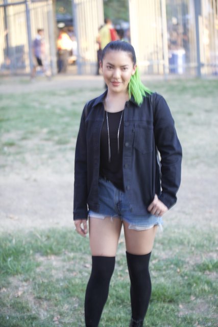 Green-haired Woman in Black Boots