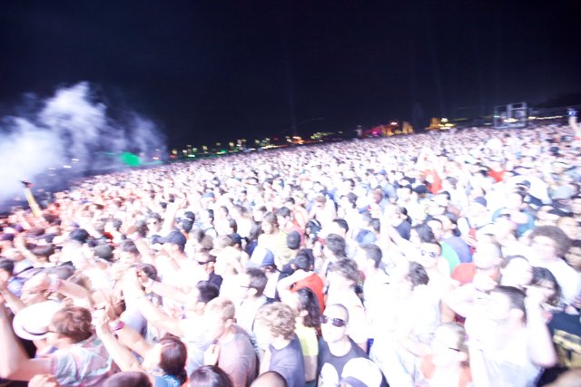 Smoke-filled crowd at Coachella concert