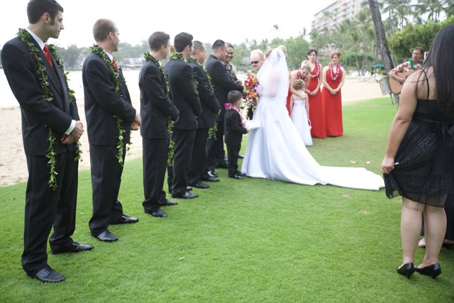 Wedding Party in the Hawaiian Grass
