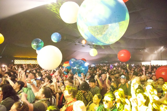 Vibrant Celebrations Under Sphere Lights at Coachella 2024