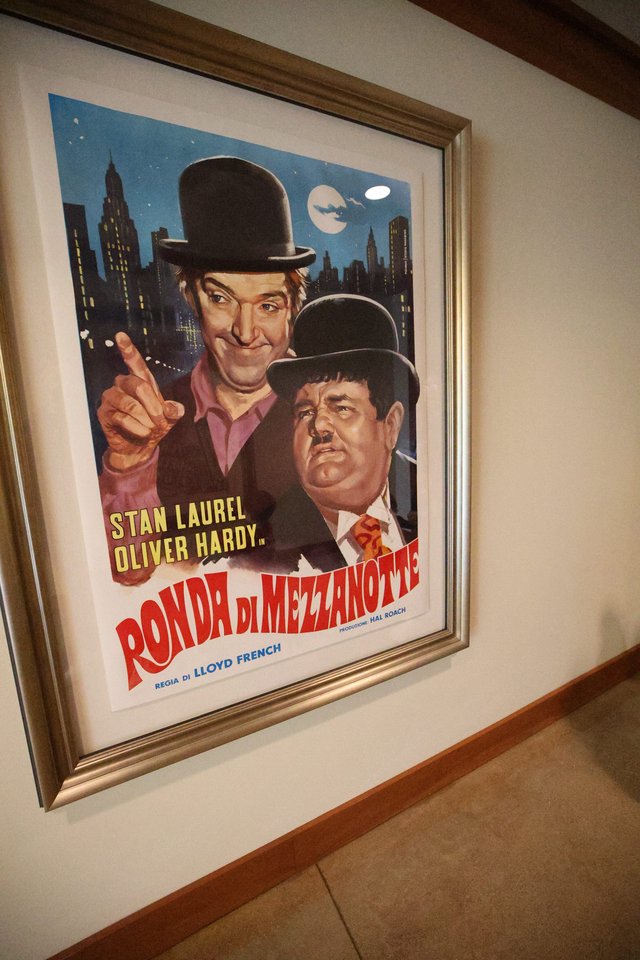 Vintage Laurel and Hardy Italian Movie Poster in Frame