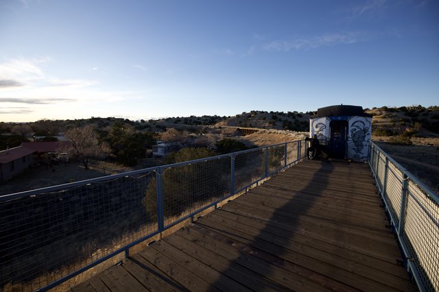 Wooden Pedestrian Bridge Overlook at Golden Hour