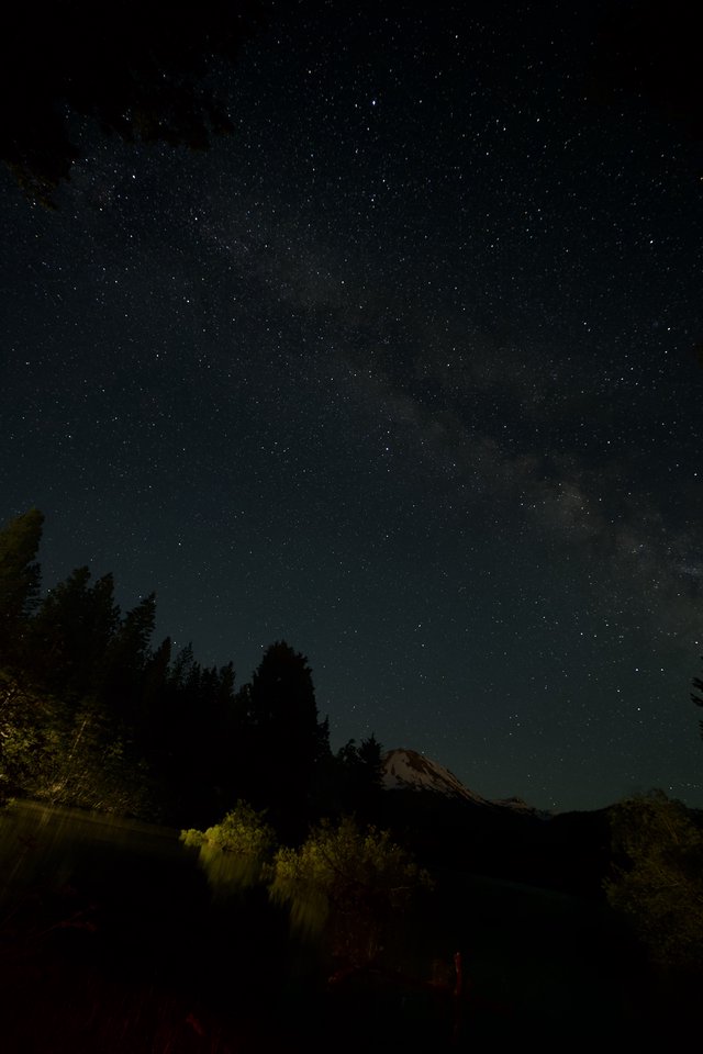 Milky Way Arches Over Mount Lassen at Night