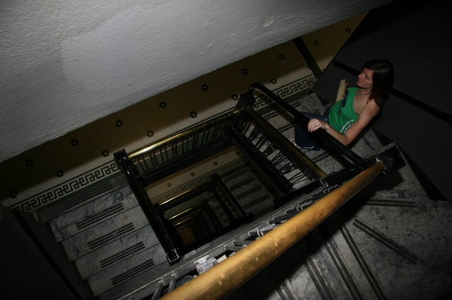 Vertigo View Down an Ornate Historic Stairwell
