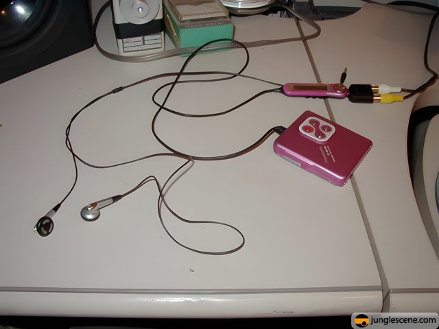 Pink MP3 player on the desk