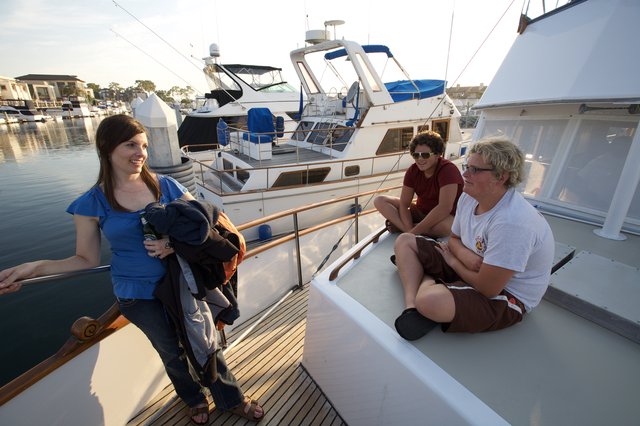 Friends Relaxing on a Yacht at Golden Hour