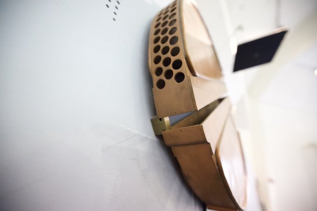 Cardboard Mask Sculpture with Geometric Design