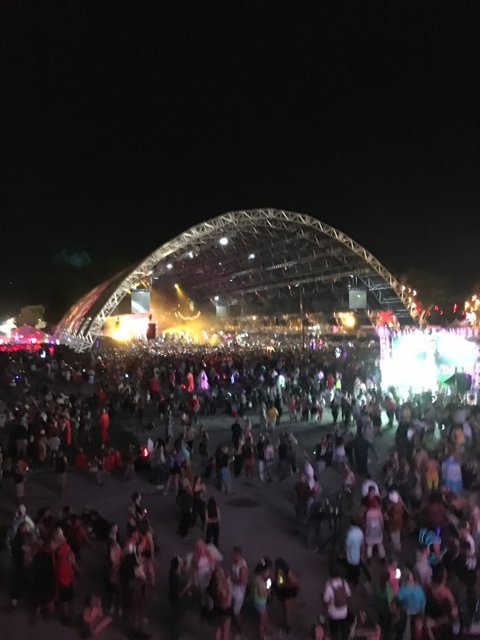 Urban Lights and Nightlife at a Music Festival