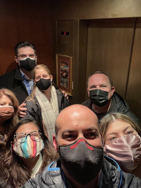 Elevator Selfie with Face Masks