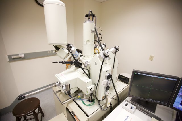 Microscope and Monitor in an Optical Laboratory