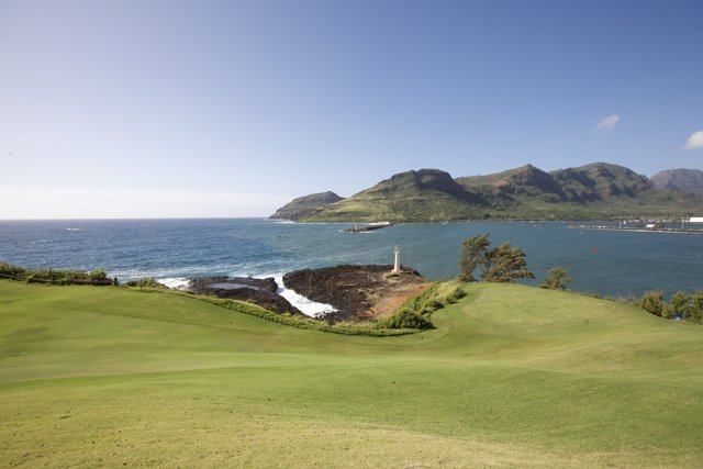 Green Golf Course with Ocean View
