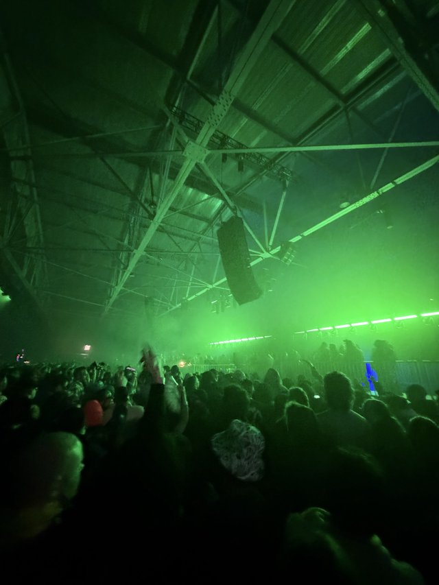 Green Laser Light Show at Electronic Music Warehouse Rave