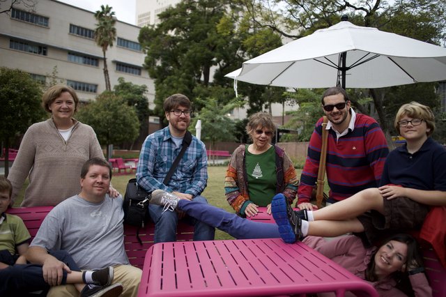 Family Gathering at Outdoor Urban Picnic Table