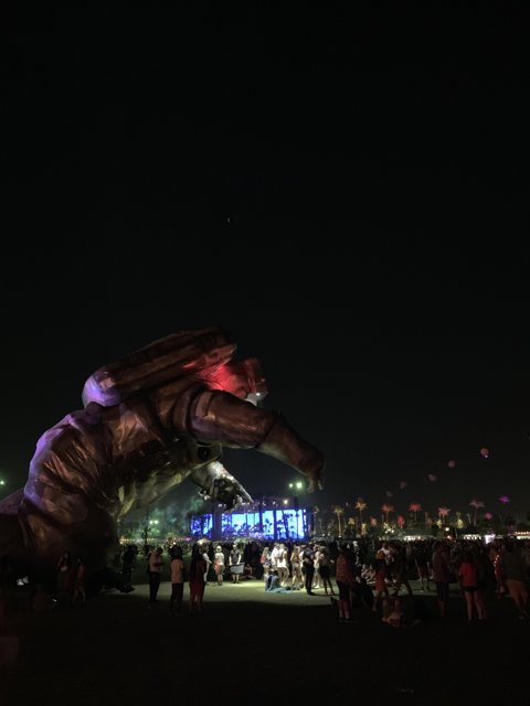 Dragon Statue Illuminates the Night Sky in Metropolis