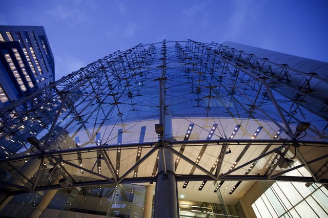 Modern Glass Architecture at Twilight in London