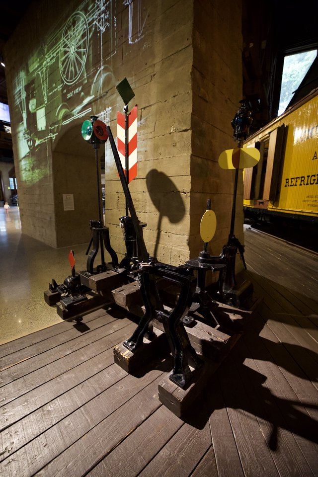 Vintage Railway Signal Equipment Display at Museum