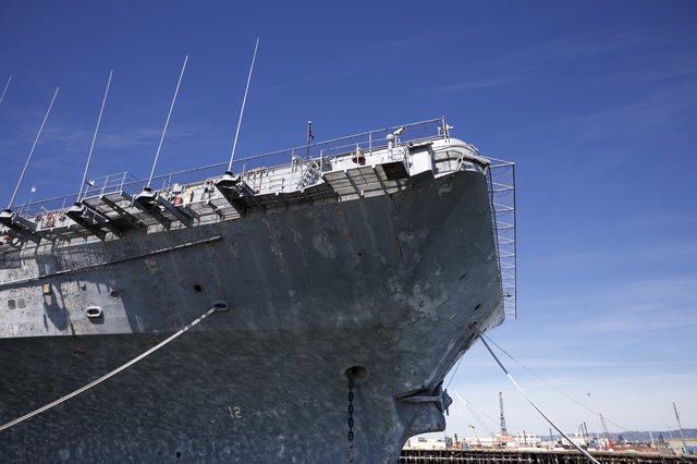 Historic USS Hornet Aircraft Carrier Bow View
