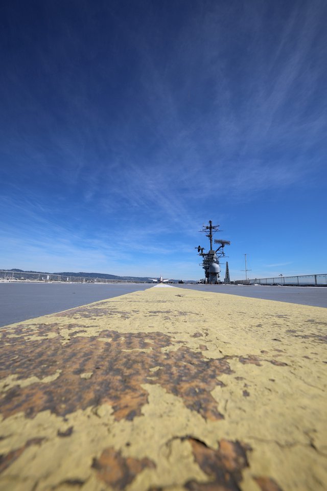 Weathered Yellow Flight Deck of Historic USS Hornet