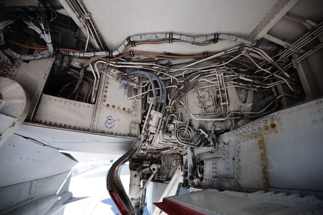 Complex Aircraft Hydraulic and Electrical Systems Interior