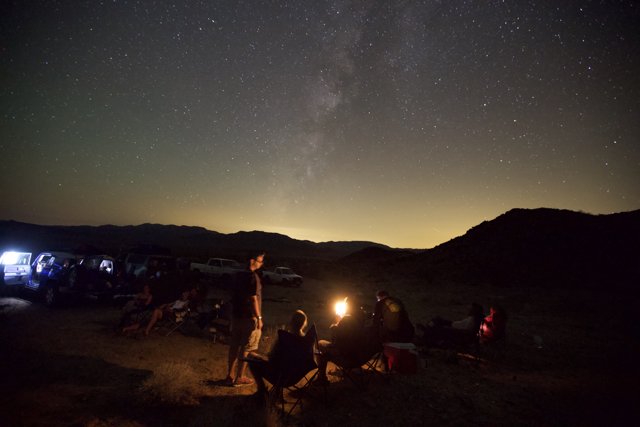 Camping under the starry desert sky